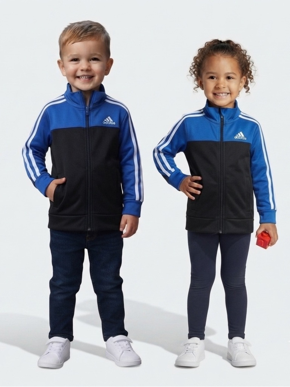 Adidas Youth Blue & Black Colorblock Full-Zip Track Jacket